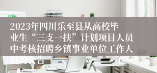 2023年四川乐至县从高校毕业生“三支一扶”计划项目人员中考核招聘乡镇事业单位工作人员的公告