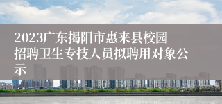 2023广东揭阳市惠来县校园招聘卫生专技人员拟聘用对象公示