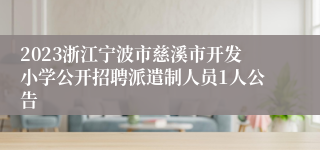 2023浙江宁波市慈溪市开发小学公开招聘派遣制人员1人公告