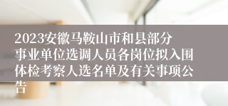 2023安徽马鞍山市和县部分事业单位选调人员各岗位拟入围体检考察人选名单及有关事项公告