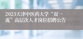 2023天津中医药大学“双一流”高层次人才岗位招聘公告