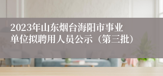 2023年山东烟台海阳市事业单位拟聘用人员公示（第三批）