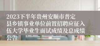 2023下半年贵州安顺市普定县乡镇事业单位前置招聘应征入伍大学毕业生面试成绩及总成绩公告