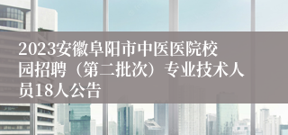 2023安徽阜阳市中医医院校园招聘（第二批次）专业技术人员18人公告