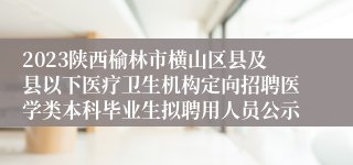 2023陕西榆林市横山区县及县以下医疗卫生机构定向招聘医学类本科毕业生拟聘用人员公示