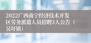 2022广西南宁经济技术开发区劳务派遣人员招聘3人公告（吴圩镇）