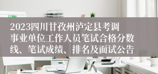 2023四川甘孜州泸定县考调事业单位工作人员笔试合格分数线、笔试成绩、排名及面试公告