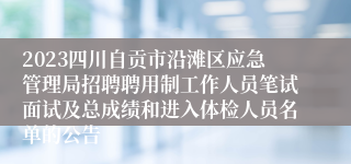 2023四川自贡市沿滩区应急管理局招聘聘用制工作人员笔试面试及总成绩和进入体检人员名单的公告