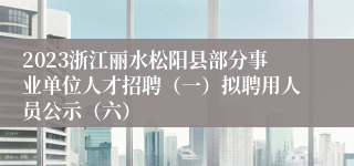 2023浙江丽水松阳县部分事业单位人才招聘（一）拟聘用人员公示（六）