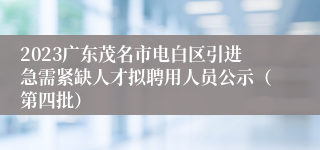 2023广东茂名市电白区引进急需紧缺人才拟聘用人员公示（第四批）