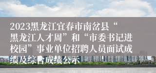 2023黑龙江宜春市南岔县“黑龙江人才周”和“市委书记进校园”事业单位招聘人员面试成绩及综合成绩公示