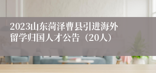 2023山东菏泽曹县引进海外留学归国人才公告（20人）