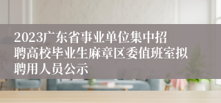 2023广东省事业单位集中招聘高校毕业生麻章区委值班室拟聘用人员公示