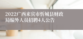 2022广西来宾市忻城县财政局编外人员招聘4人公告