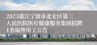 2023浙江宁波市北仑区第三人民医院医疗健康服务集团招聘1名编外用工公告