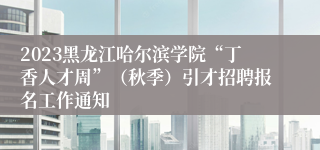 2023黑龙江哈尔滨学院“丁香人才周”（秋季）引才招聘报名工作通知