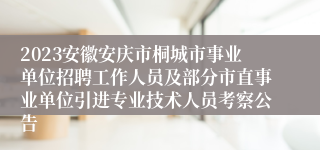 2023安徽安庆市桐城市事业单位招聘工作人员及部分市直事业单位引进专业技术人员考察公告