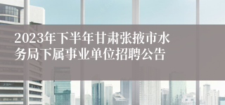 2023年下半年甘肃张掖市水务局下属事业单位招聘公告