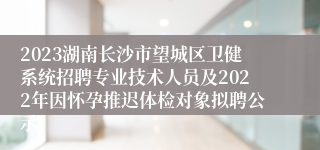 2023湖南长沙市望城区卫健系统招聘专业技术人员及2022年因怀孕推迟体检对象拟聘公示