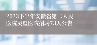 2023下半年安徽省第二人民医院灵璧医院招聘73人公告