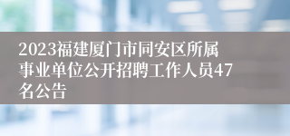 2023福建厦门市同安区所属事业单位公开招聘工作人员47名公告