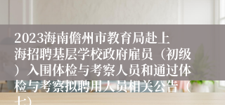 2023海南儋州市教育局赴上海招聘基层学校政府雇员（初级）入围体检与考察人员和通过体检与考察拟聘用人员相关公告（七）