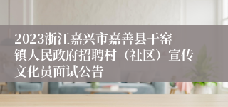 2023浙江嘉兴市嘉善县干窑镇人民政府招聘村（社区）宣传文化员面试公告