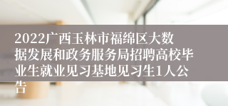 2022广西玉林市福绵区大数据发展和政务服务局招聘高校毕业生就业见习基地见习生1人公告