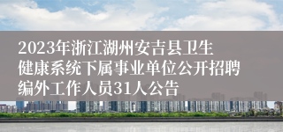 2023年浙江湖州安吉县卫生健康系统下属事业单位公开招聘编外工作人员31人公告