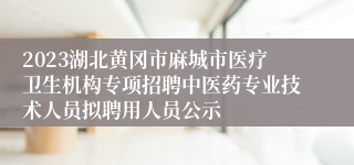 2023湖北黄冈市麻城市医疗卫生机构专项招聘中医药专业技术人员拟聘用人员公示