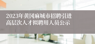 2023年黄冈麻城市招聘引进高层次人才拟聘用人员公示