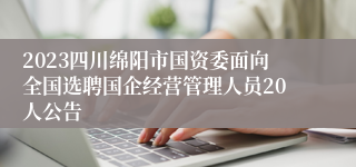 2023四川绵阳市国资委面向全国选聘国企经营管理人员20人公告