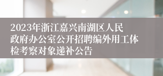 2023年浙江嘉兴南湖区人民政府办公室公开招聘编外用工体检考察对象递补公告