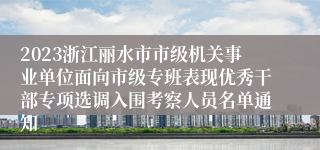 2023浙江丽水市市级机关事业单位面向市级专班表现优秀干部专项选调入围考察人员名单通知