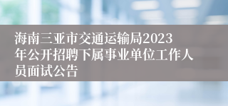 海南三亚市交通运输局2023年公开招聘下属事业单位工作人员面试公告