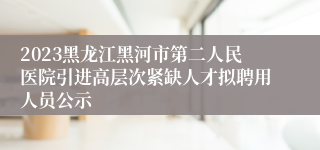 2023黑龙江黑河市第二人民医院引进高层次紧缺人才拟聘用人员公示