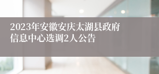 2023年安徽安庆太湖县政府信息中心选调2人公告