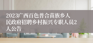 2023广西百色普合苗族乡人民政府招聘乡村振兴专职人员2人公告