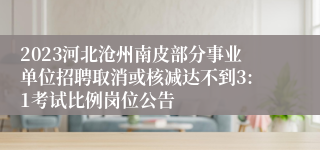 2023河北沧州南皮部分事业单位招聘取消或核减达不到3:1考试比例岗位公告