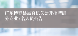 广东博罗县县直机关公开招聘编外专业7名人员公告 