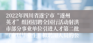 2022年四川省遂宁市“遂州英才”组团招聘全国行活动射洪市部分事业单位引进人才第二批（应届毕业生）拟聘用人员的公示