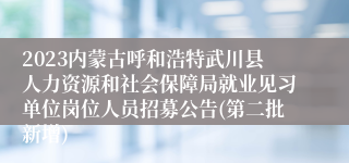 2023内蒙古呼和浩特武川县人力资源和社会保障局就业见习单位岗位人员招募公告(第二批新增)