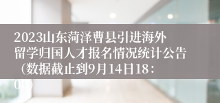 2023山东菏泽曹县引进海外留学归国人才报名情况统计公告（数据截止到9月14日18：00）