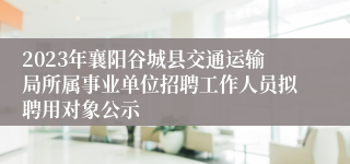 2023年襄阳谷城县交通运输局所属事业单位招聘工作人员拟聘用对象公示