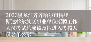 2023黑龙江齐齐哈尔市梅里斯达斡尔族区事业单位招聘工作人员考试总成绩及拟进入考核人员名单公示