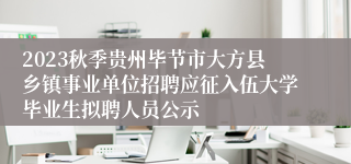 2023秋季贵州毕节市大方县乡镇事业单位招聘应征入伍大学毕业生拟聘人员公示