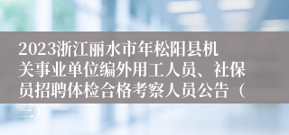 2023浙江丽水市年松阳县机关事业单位编外用工人员、社保员招聘体检合格考察人员公告（三）