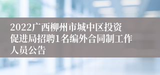 2022广西柳州市城中区投资促进局招聘1名编外合同制工作人员公告