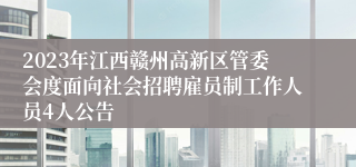 2023年江西赣州高新区管委会度面向社会招聘雇员制工作人员4人公告