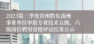 2023第三季度贵州黔东南州事业单位申报专业技术五级、六级岗位聘用资格评议结果公示